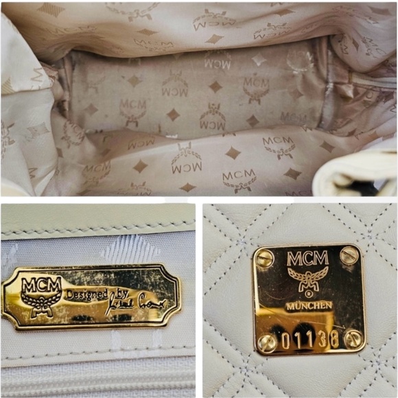 MCM Stark Quilted Leather Ivory Backpack - Picture 11 of 12